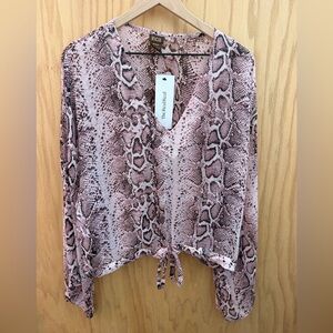 INCA Snake Print Blouse Pink and Black